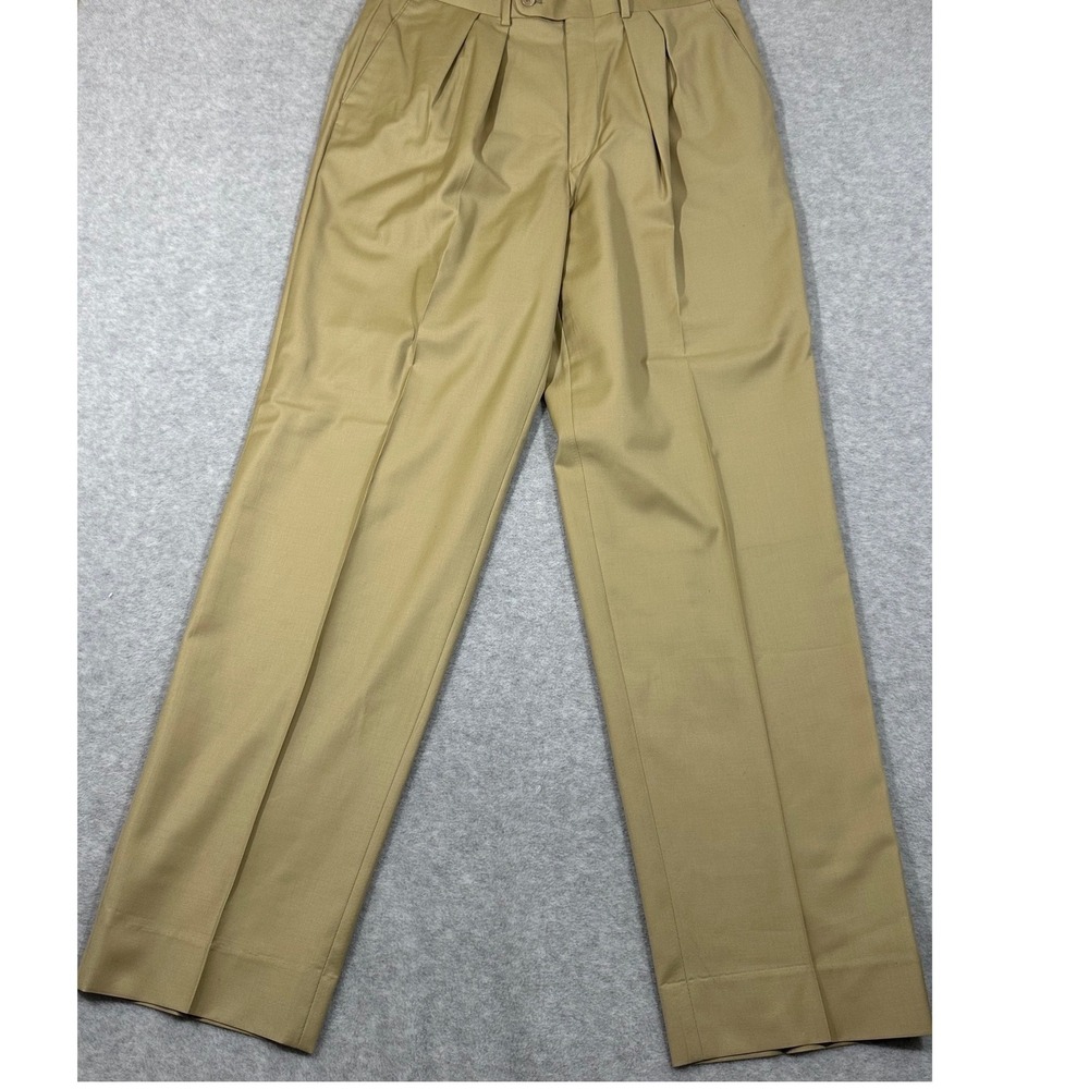 Peter Millar‎ Mens Tan Pleated Wool Dress Pants Size 34